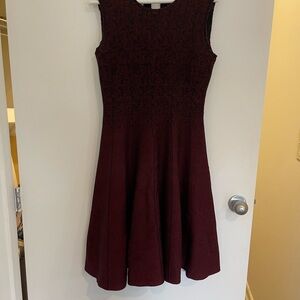 Prada Deep Burgundy Midi Wool Dress